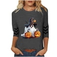 thumbnail image 3 of IDOCLOTHES Halloween Oversized Tshirts for Women Cute Ghost Pumpkin Printed 3/4 Length Sleeve Womens Tops Dressy Casual Graphic Tees T Shirts Women's Fall Fashion Clothing Grey, XXL, 3 of 5