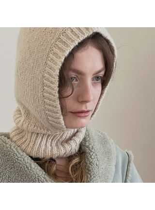 Visland Women Winter 3 in 1 Hooded Hat Scarf Wrap Shawl Crochet Knit  Pullover Neckwarmer 