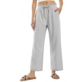 thumbnail image 3 of Delayuji Womens Linen Pant Loose Stretch Pleated High Waisted Straight Leg Pants Relaxed Fit Casual Pant Daily Wear, 3 of 7