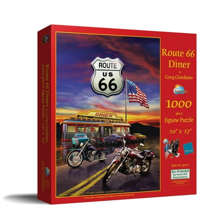 SUNSOUT INC - Route 66 Diner - 1000 pc Jigsaw Puzzle by Artist: Giordano Studios - Finished Size 20" x 27" - MPN# 37122