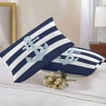 thumbnail image 2 of Navy Blue Stripe Nautical Lumbar Pillow Covers 20x12 Inch Set of 2, Aqua Anchor Summer Coastal Waterproof Outdoor Pillow Covers, Decorative Cushion Pillowcases for Couch, Sofa, Bed, Garden, Patio, 2 of 9
