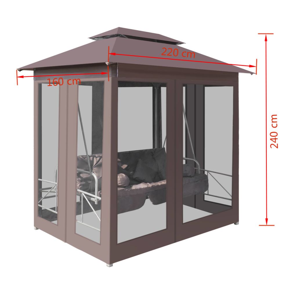 Anself Gazebo Convertible Swing Bench with Curtains and Cushion Steel Frame for Garden, Balcony, Backyard, Patio  Furniture 86.6 x 63 x 94.5 Inches (L x W x H) - image 3 of 7