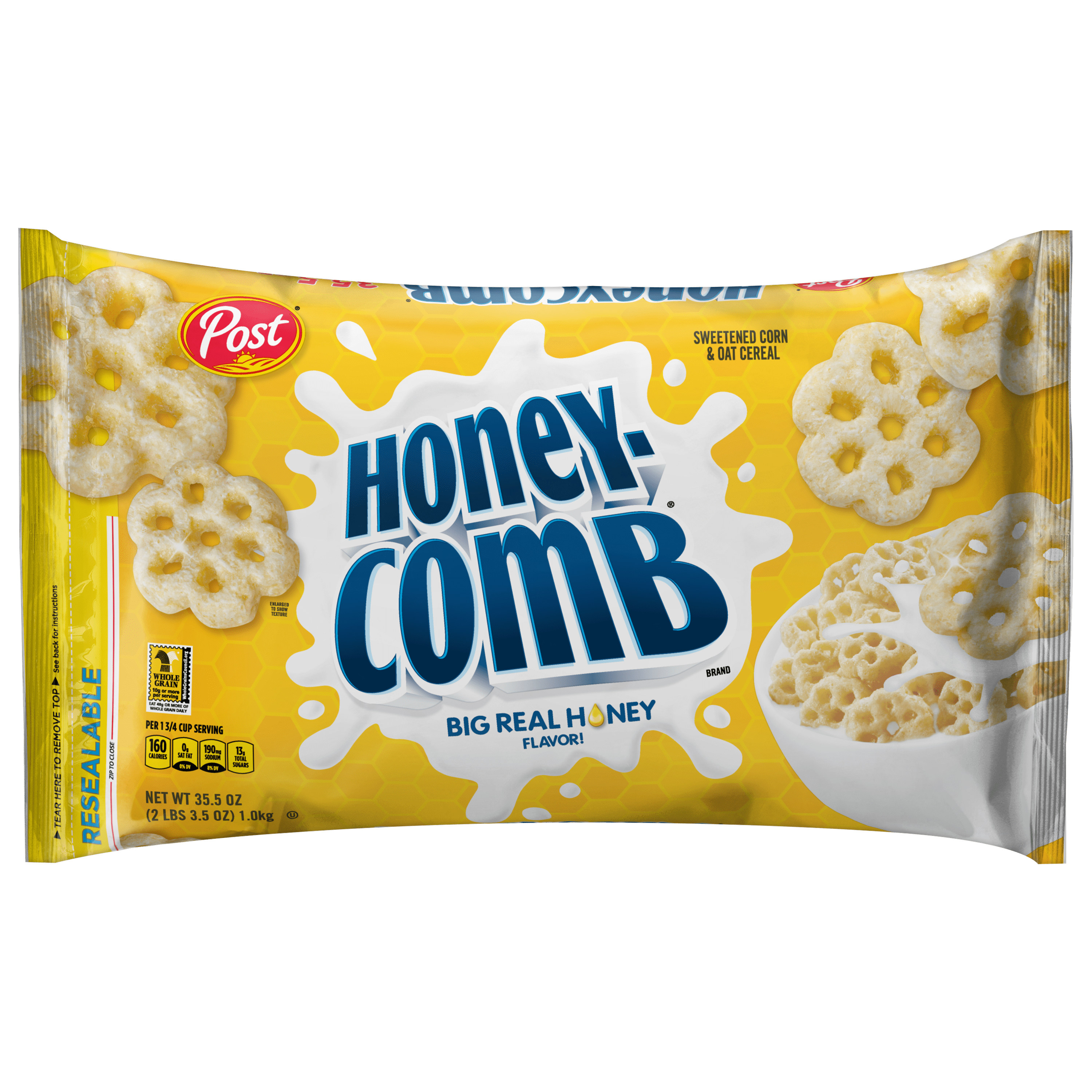 Post Honeycomb Breakfast Cereal, Made with Real Honey, Certified 