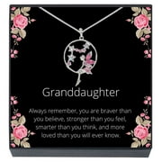 SHERIDANSTAR Granddaughter Fairy Stars Necklace for Girls, Tweens, Teens, Granddaughter Jewelry Gift from Grandma Grandpa (Pink)