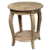 Alaterre Rustic Reclaimed Round End Table, Driftwood