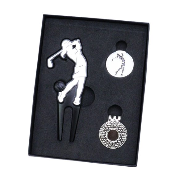 Herramienta Divot de Golf, horquilla verde, práctica de Metal resistente, dispositivo portátil deportivo, elegante horquilla de reparación de marcas d Clip para sombrero plateado para mujer