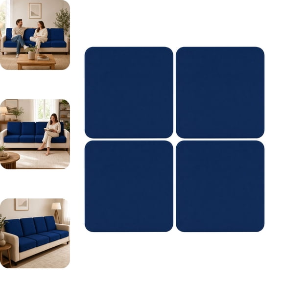 Set of 4 Stretch Patio Cushion Covers, Navy Blue Sofa Couch Seat Chair Slipcovers, Washable Furniture Protector for Pets, Solid Color Replacement Covers