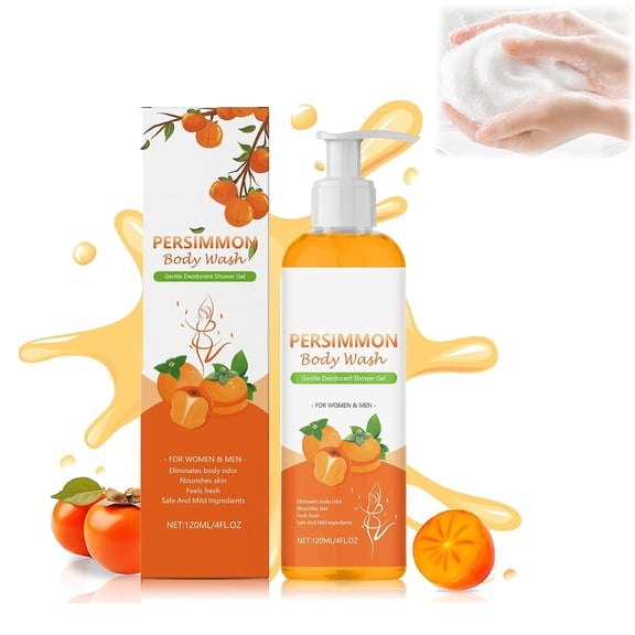 Persimmon Body Wash & Soap for Old People Smell - Gentle Deodorizing Shower Gel for Women Men, Natural Odor Remover, 120ml,1