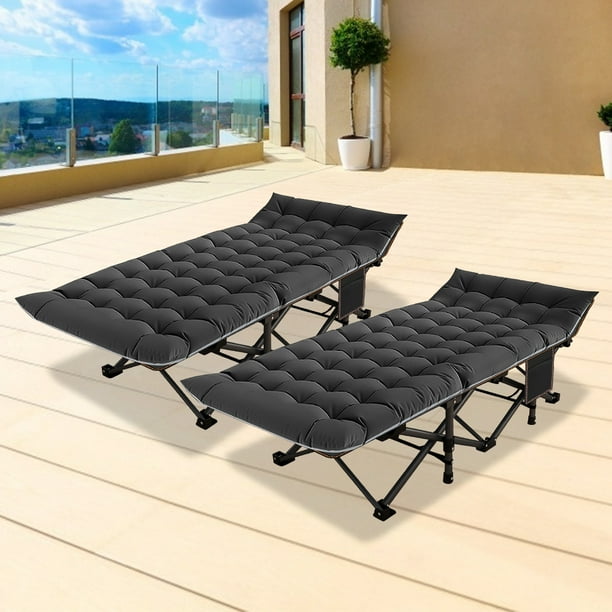 Slsy 2 Packs Folding Camping Cots with 2 Sided Mattress, Carry Bag, 75