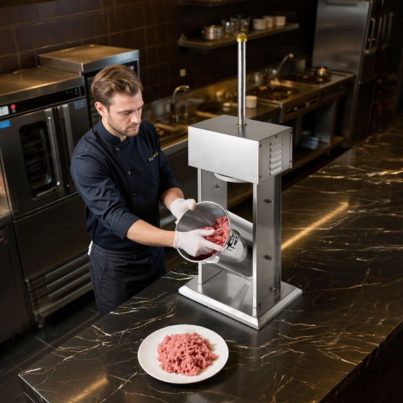Stainless Steel 25 LBS Electric Sausage Stuffer Machine, Vertical 12L Meat Filler with Foot Switch, Variable Speed and 4 Nozzles, Great for Homemade Sausage Making