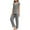 Gray, variant on Tnhcen Women's Solid Color Sleepwear Two-Piece Set Short Sleeve Top & Long Pants | Soft Casual Loungewear PJS with Side Slits | S-2XL