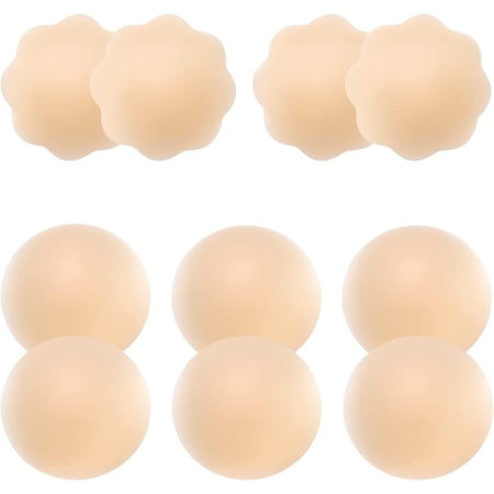 5 Pairs Nipple Covers, Invisible Nipple Covers for Women, Silicone Petals / Pasties Nipple Covers Reusable Washable Nude