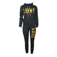 thumbnail image 1 of Innerwin Jogger Set Draped Neck Ladies Two Piece Outfit Sports Long Sleeve Loose Fit Sweatsuits Black 3XL, 1 of 9