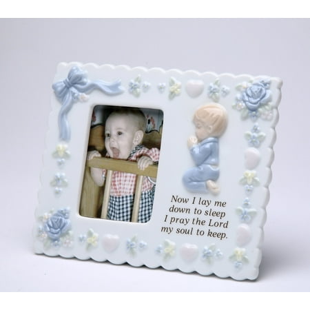 6 Inch Baby Boy Blue Picture Frame with Bedtime Prayer Wording