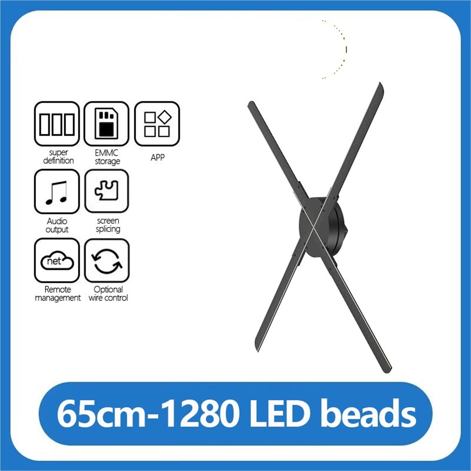 65CM 4 Blades Advertising Display Technology Holographic LED Fan Billboard 3D Hologram Pictures Video Technology Projector