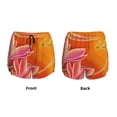 thumbnail image 6 of Uemuo Orange Flower Psychedelic Pattern Women's Athletic Shorts High Waisted Running Shorts with Liner Pockets Gym Elastic Workout Shorts-, 6 of 9