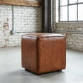thumbnail image 6 of Cortesi Home Bronco Genuine Leather Cube Ottoman, Brown, 6 of 8