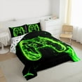 thumbnail image 3 of Manfei Gaming Queen Comforter Set,Teen Video Game Bedding Sets,Green Gamepad Bedding Comforter Set For Boys Girls,Super Cozy Bedroom Decoration Reversible,3pcs, 3 of 8