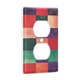 thumbnail image 2 of Yayeee Duplex Wall Plate 1-Gang 4.5"x2.7" Home Receptacle Light Switch Decorative Outlet Cover, Red and Purple Plaid Pattern, 2 of 7