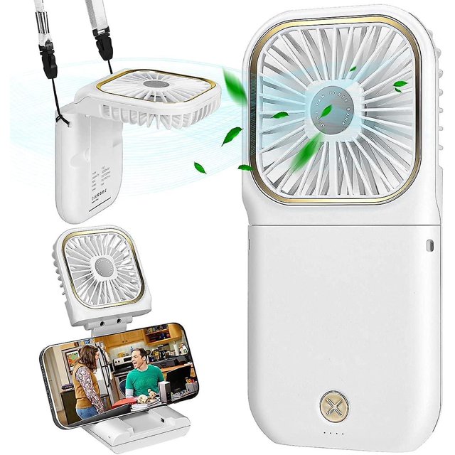 Ventilador USB Mini ventilador Ventilador de mano colgante silencioso, recargable por USB con 3 velocidades, ventilador plegable y portátil f