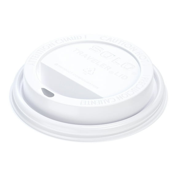 Solo Cup Company Traveler Drink-Thru Lid, White, 1 Sleeve of 100 Lids