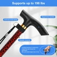 thumbnail image 4 of SupreGear Folding Walking Cane with T-Handle, Lightweight Adjustable Mobility Stick, 5 Height Settings, Leopard Red, 4 of 8