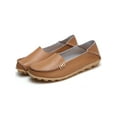 thumbnail image 3 of Frontwalk Womens Flats Leather Loafers Slip On Casual Shoes Walking Breathable Moccasins Women Comfort Nurse Shoe Light Brown 4, 3 of 5