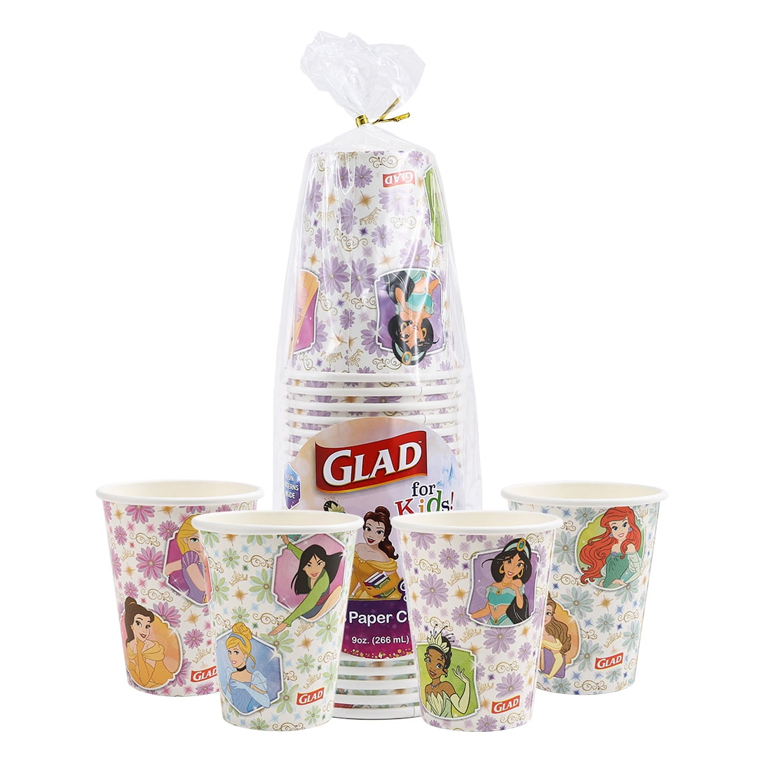 Glad Kids - 9oz Paper Cup - 240ct - Disney - Floral Frames - MIXED PACK