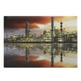 thumbnail image 1 of Industrial Cutting Board, Oil Refinery Petrochemical Industry Water Reflection and Dramatic Sky Twilight, Decorative Tempered Glass Cutting and Serving Board, Large Size, Multicolor, by Ambesonne, 1 of 1