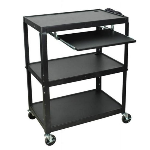 AVJ42XLKB Extra Large Steel Adjustable Cart with Keyboard Shelf