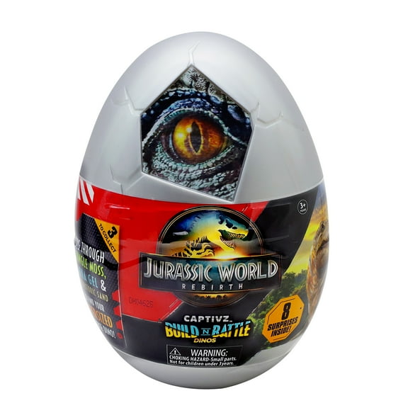 Jurassic World Rebirth Captivz Surprise Egg Action Figures - Rebirth Edition 3 Different Dinosaurs to Collect, Designed for 4 Plus (Unisex)