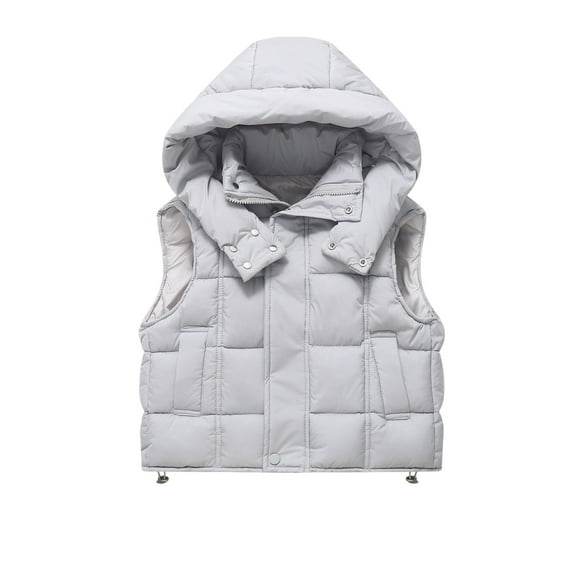 BFHHYA Kids' Hooded Puffer Vest Boys Girls Sleeveless Zip-Up Warm Coat Winter Outerwear Layer for School Runs & Weekend Outdoor Play, 5-13Y