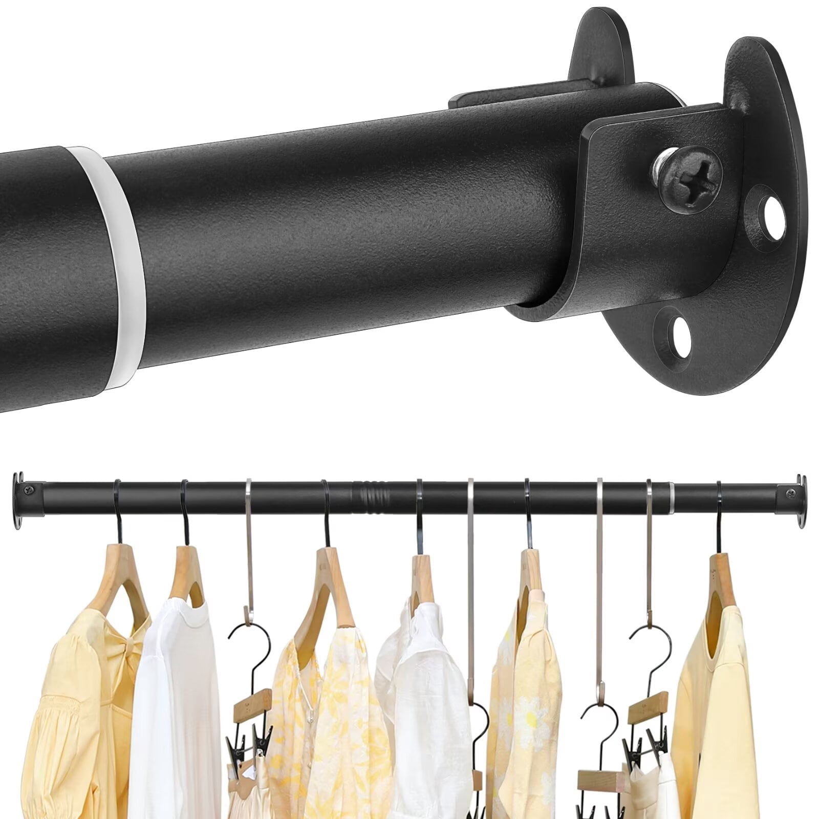 Gatuida Adjustable Closet Rod – Stainless Steel Clothes Pole 35-63cm (14-25"), Wall Mounted For Wardrobe, Shower, Or Window
