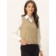 thumbnail image 2 of Suéter sin mangas Allegra K con cuello en V de muy buen gusto para mujer Caqui XS, 2 of 5