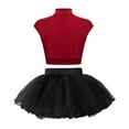 thumbnail image 2 of Alvivi Kids Girls Shiny Ballet Dance Outfits Gymnastic Shirt Crop Top and Tutu Skirt Bllerina Costume Burgundy&Black 10, 2 of 7
