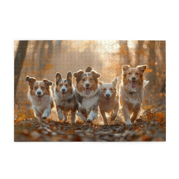 500 Piece Joyful Dogs Jigsaw Puzzle For Adults – Vibrant Autumn Woods Theme, Challenging & Relaxing Wooden Puzzle, Stress Relief Brain Exercise, Great Gift Idea For Dog Lovers & Home Decor