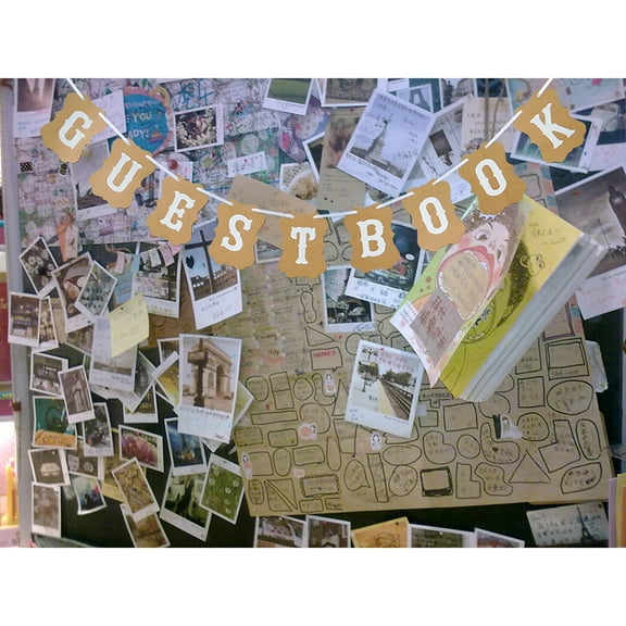 MLINS GUEST BOOK Bunting Banner Decorative Paper Banner Hanging Garland Wedding Party Supplies