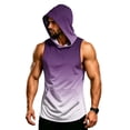 thumbnail image 6 of Men's Sleeveless Gradient Hoodie Tank, Muscle Fit Pullover Workout Vest with Pocket - Breathable Quick-Dry Athletic Shirt for Summer Gym & Bodybuilding Purple M, 6 of 7