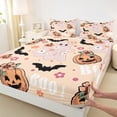 thumbnail image 6 of Manfei Halloween Ghost Sheet Set Queen, Funny Pumpkin Bed Sheets Set Queen Size, Bat Flower Print Queen Sheet Sets, Ultra Soft Room Decorative, 4-Piece, 6 of 7