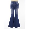thumbnail image 3 of MSemis Kids Girls Elastic Waist Slim Fit Bell Bottom Denim Pants Dark Blue 8, 3 of 6