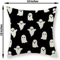 thumbnail image 2 of Halloween Pillow Covers 18x18 Set of 2 Cute Black Ghost Throw Pillows Fall Halloween Home Decorations Pillowcase Holiday Farmhouse Linen Black Outdoor Decorative Cushion Case for Couch Sofa, 2 of 6