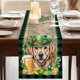 thumbnail image 3 of Table Runners 90 Inches Long Dress Scarves, St Patricks Day Farmhouse Coffee/Dining/Kitchen Table Runner for Living Room, Watercolor Dogs Green Shamrock Wood Grain 13x90 Inch, 3 of 9