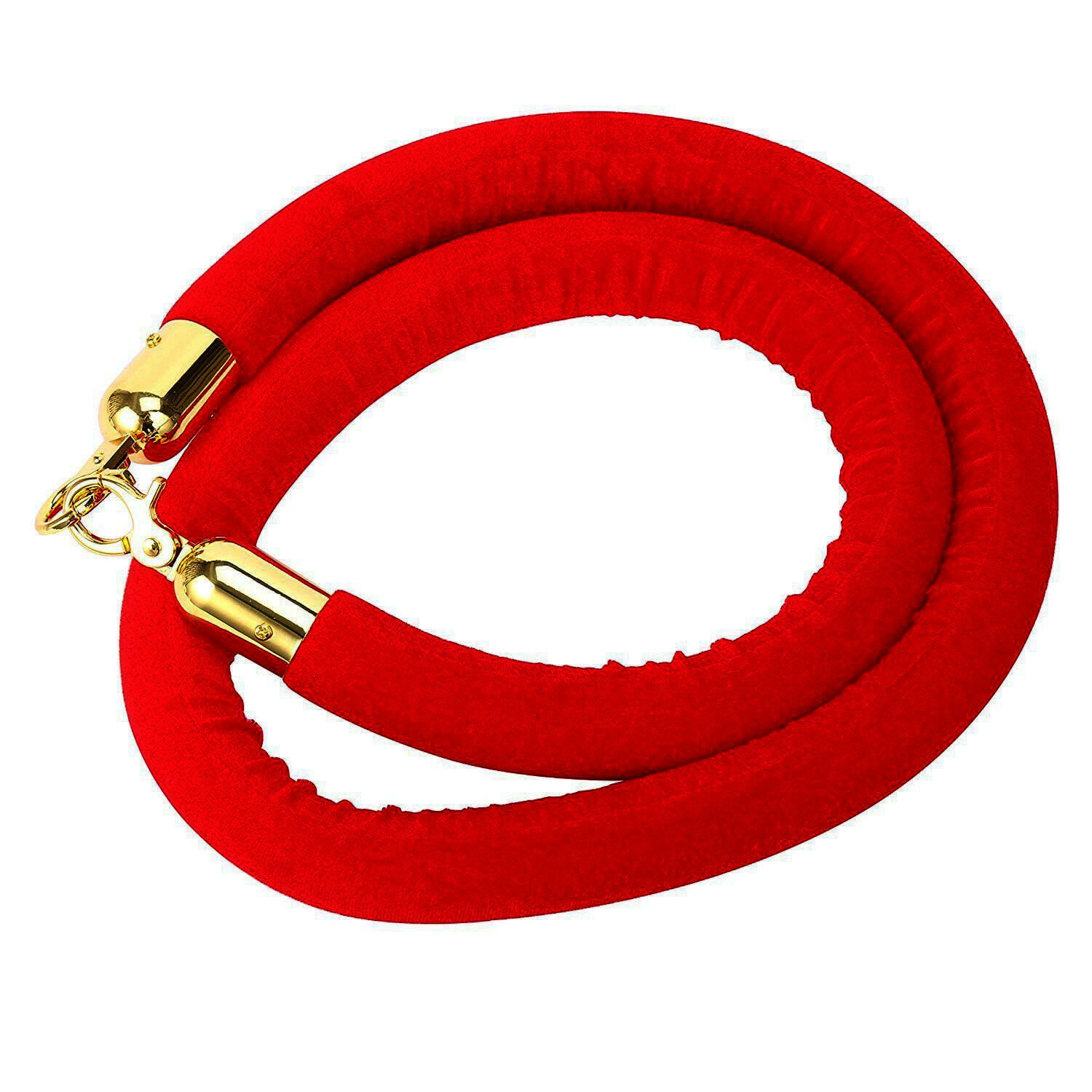 Red Velvet Stanchion Rope Crowd Control Rope Barrier with Chrome Plated Hooks 1pcs, Gold Hooks KEAIDUO 5Ft Thick Stanchion Queue Barrier Rope 