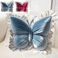 thumbnail image 1 of Cojín Decorativo con Mariposas | Cojín Lumbar de Terciopelo Azul | 50 X 40 Cm | Decoración Elegante para Sofá, Cama, Silla de Oficina o Asiento de Coche, 1 of 7