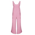 thumbnail image 5 of QATAINLAV Tulip Hem Wide Leg Jumpsuits for Women 2025 Summer Dressy Sleeveless Cotton Linen Rompers Loose Fit One Piece Jumper Pants with Pockets Pink XXL Christmas Clearance, 5 of 9