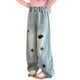 thumbnail image 4 of Odeerbi 5-15 Años Niñas Jeans de Pierna Ancha Pantalones de Denim Bordados de Estrella Pantalones de Vaquero Sueltos Ropa Exterior Casual Pantalones de Pierna Recta, 4 of 7