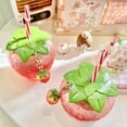 thumbnail image 6 of Strawberry Cup Strawberry Shape Plastic Straw Cups Milk Tea Cups with Straw Clear Water Bottle Strawberry Pendant Water Drinking Cups Bottle Breakfast Milk Juice Water Cup 2packs, 6 of 9