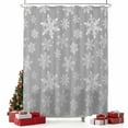 thumbnail image 2 of Grey White Snowflake Christmas Shower Curtain, Winter Xmas Snowflakes Waterproof Fabric Shower Curtains with 12 Hooks, Bathroom Curtain Set for Bathroom Accessories Decor, 36 x 72 Inches, 2 of 9