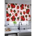 thumbnail image 5 of Sheer Curtains 45 Inch Length 2 Panels Set for Kitchen, Pink Strawberry Semi Sheer Curtains for Windows, Spring Floral Watercolor Summer Botanical Voile Window Treatments Rod Pocket Curtain, 5 of 7
