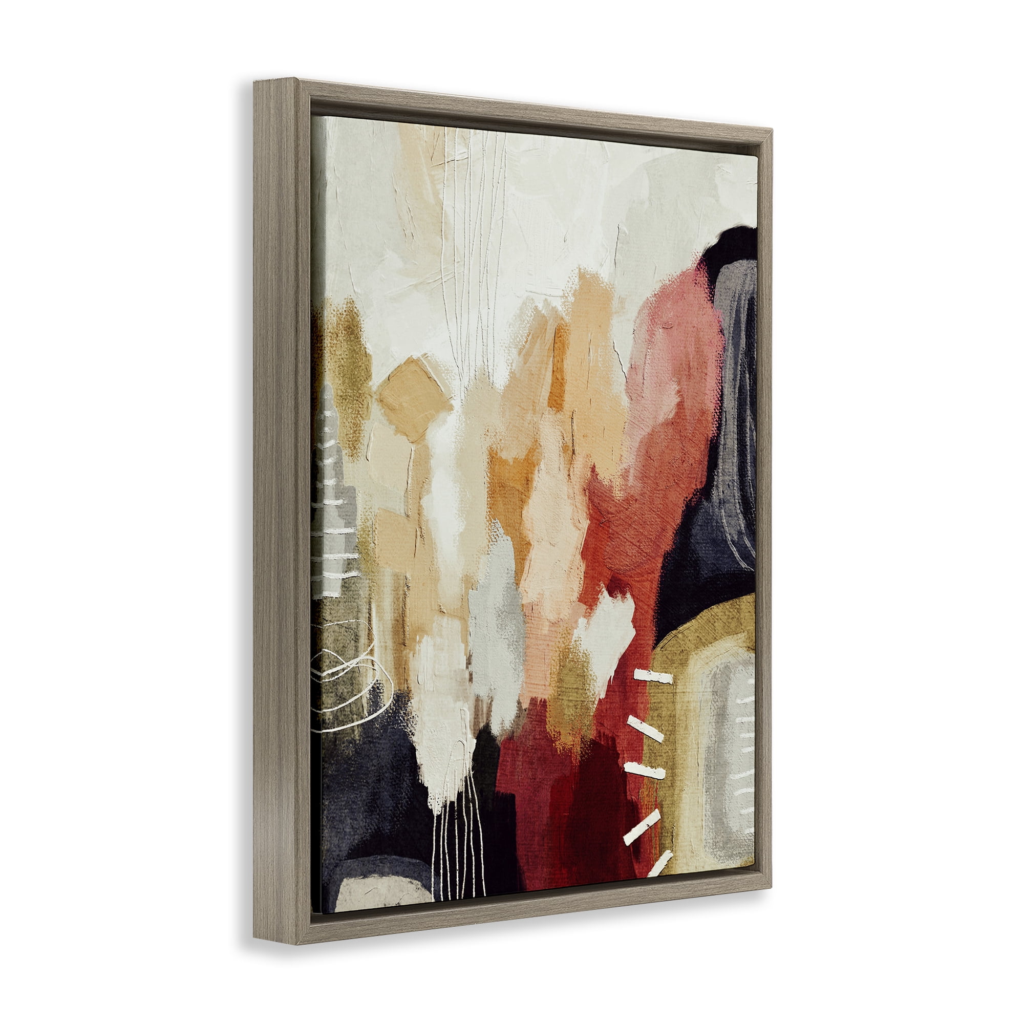 Stupell Industries Abstract Tan Southwestern Abstract Painting Brown Floater Framed Canvas Art Print Wall Art, 17 x 21